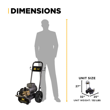 BE Power Equipment Electric Pressure Washer 2,000 PSI 3.5 GPM Cold Water 240V Single Phase with Baldor Motor and Centurion Triplex Pump - B205EA - view 12