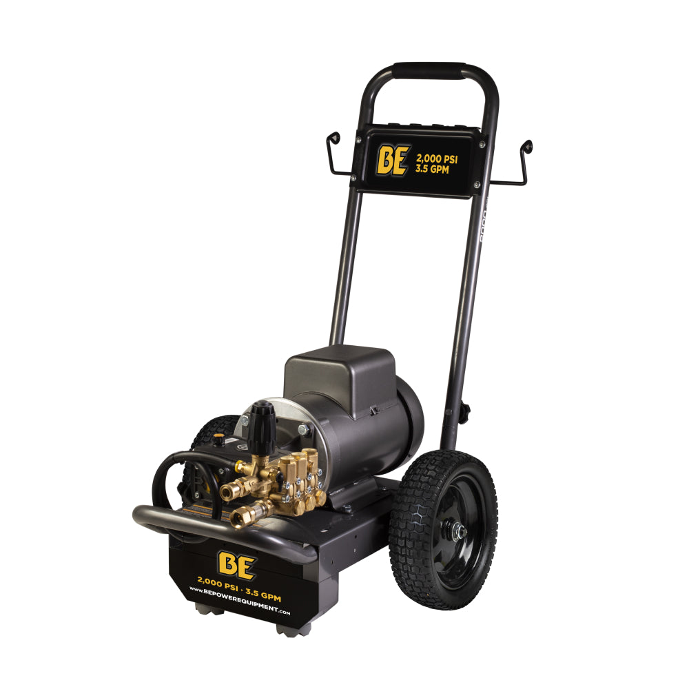 BE Power Equipment Electric Pressure Washer 2,000 PSI 3.5 GPM Cold Water 240V Single Phase with Baldor Motor and Centurion Triplex Pump - B205EA