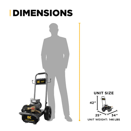 BE Power Equipment Electric Pressure Washer 2,000 PSI 3.5 GPM Cold Water 240V Single Phase with Baldor Motor and General Triplex Pump - B205EG - view 12