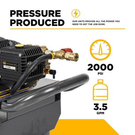 BE Power Equipment Electric Pressure Washer 2,000 PSI 3.5 GPM Cold Water 240V Single Phase with Baldor Motor and General Triplex Pump - B205EG - view 4