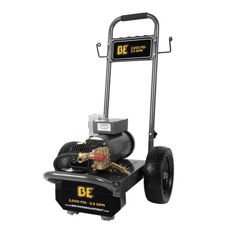 BE Power Equipment Electric Pressure Washer 2,000 PSI 3.5 GPM Cold Water 240V Single Phase with Baldor Motor and General Triplex Pump - B205EG