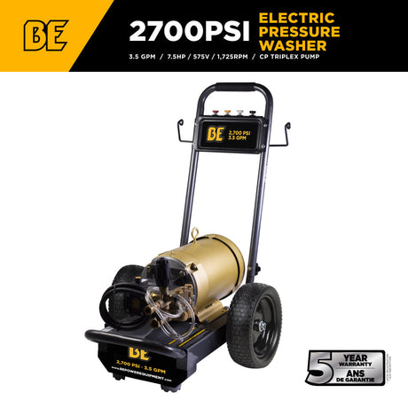 BE Power Equipment Electric Pressure Washer 2,700 PSI 3.5 GPM Three Phase with Baldor Motor and Centurion Triplex Pump - B2775E3AHE - view 2