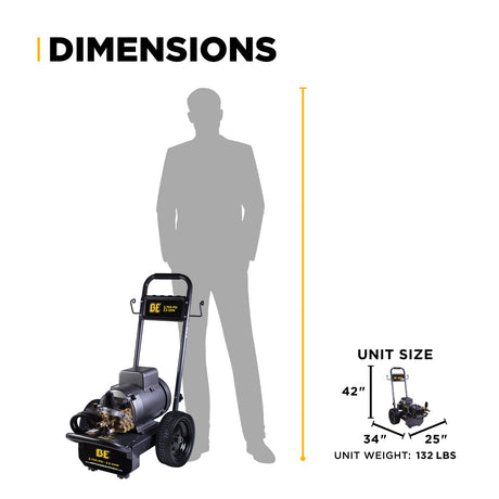BE Power Equipment Electric Pressure Washer 2,700 PSI 3.5 GPM Cold Water 240V Single Phase with Baldor Motor and Centurion Triplex Pump - B2775EA - view 12