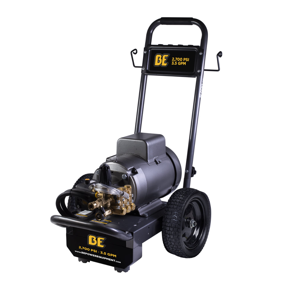 BE Power Equipment Electric Pressure Washer 2,700 PSI 3.5 GPM Cold Water 240V Single Phase with Baldor Motor and Centurion Triplex Pump - B2775EA