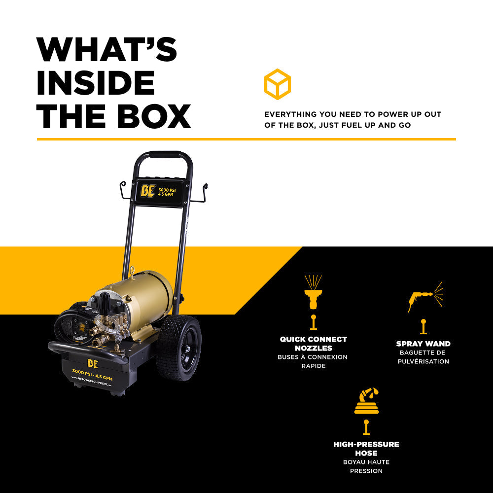 BE Power Equipment Electric Pressure Washer 3,000 PSI 4.5 GPM Cold Water 208 to 460V Three Phase with Baldor Motor and Centurion Triplex Pump - B3010E34AHE - view 5