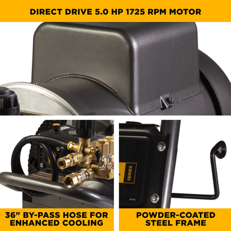 BE Power Equipment Electric Pressure Washer 3,000 PSI 4.5 GPM Cold Water 208 to 460V Three Phase with Baldor Motor and Centurion Triplex Pump - B3010E34AHE - view 7