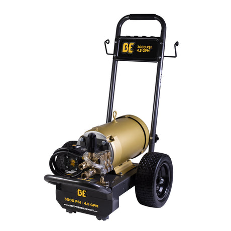 BE Power Equipment Electric Pressure Washer 3,000 PSI 4.5 GPM Cold Water 208 to 460V Three Phase with Baldor Motor and Centurion Triplex Pump - B3010E34AHE