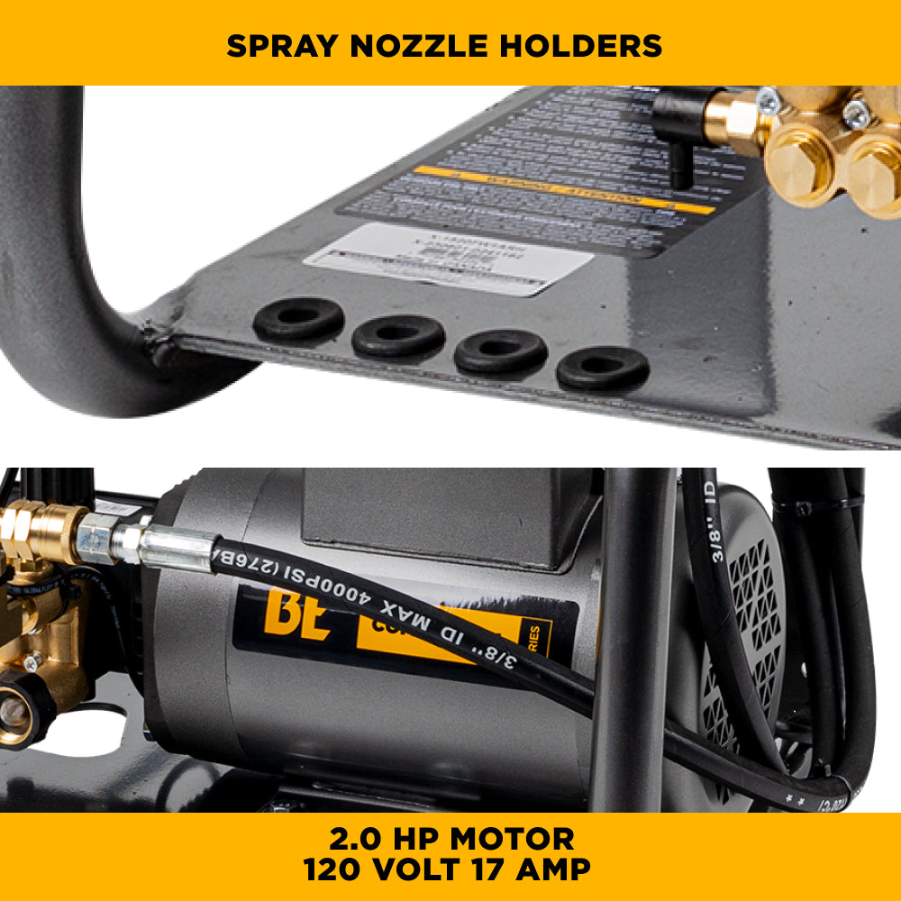 BE Power Equipment Electric Pressure Washer 1,500 PSI 2.0 GPM Wall Mount with Baldor Motor and Centurion Triplex Pump - X-1520FW1ARH - view 7