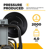BE Power Equipment Electric Pressure Washer 2,000 PSI 3.8 GPM Wall Mount Hot Water Capable 230V with Baldor Motor and General Triplex Pump - X-2050FW1GENHT - view 4