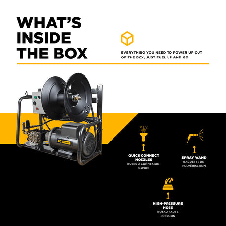BE Power Equipment Electric Pressure Washer 2,000 PSI 3.8 GPM Wall Mount Hot Water Capable 230V with Baldor Motor and General Triplex Pump - X-2050FW1GENHT - view 5