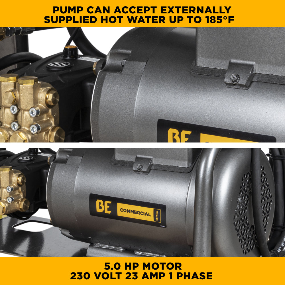 BE Power Equipment Electric Pressure Washer 2,000 PSI 3.8 GPM Wall Mount Hot Water Capable 230V with Baldor Motor and General Triplex Pump - X-2050FW1GENHT - view 7