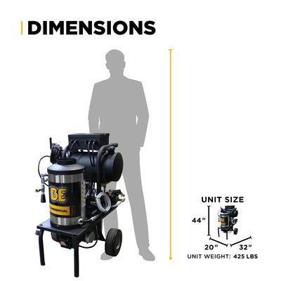 BE Power Equipment Hot Water Electric Pressure Washer 1000 PSI 2.0 GPM General T9051EBF Triplex Pump - 1250