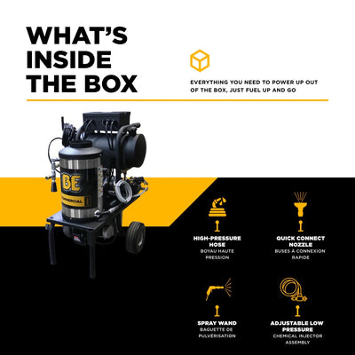 BE Power Equipment Hot Water Electric Pressure Washer 1000 PSI 2.0 GPM General T9051EBF Triplex Pump - 1250