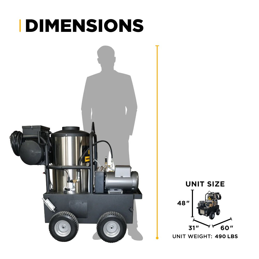 BE Power Equipment Hot Water Electric Pressure Washer 1000 PSI 2.2 GPM General Triplex Pump - 15-281