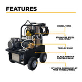 BE Power Equipment Hot Water Electric Pressure Washer 3000 PSI 5.0 GPM General Triplex Pump - 15-530
