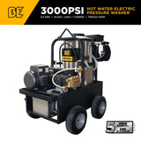 BE Power Equipment Hot Water Electric Pressure Washer 3000 PSI 5.0 GPM General Triplex Pump - 15-530