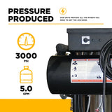 BE Power Equipment Hot Water Electric Pressure Washer 3000 PSI 5.0 GPM General Triplex Pump - 15-530