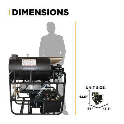 BE Power Equipment Hot Water Diesel Pressure Washer Skid 3500 PSI 5.2 GPM General Triplex Pump - 5640DG