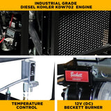 BE Power Equipment Hot Water Diesel Pressure Washer Skid 3500 PSI 5.2 GPM General Triplex Pump - 5640DG