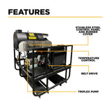BE Power Equipment Hot Water Diesel Pressure Washer Skid 3500 PSI 8.0 GPM General Triplex Pump - 5835DG