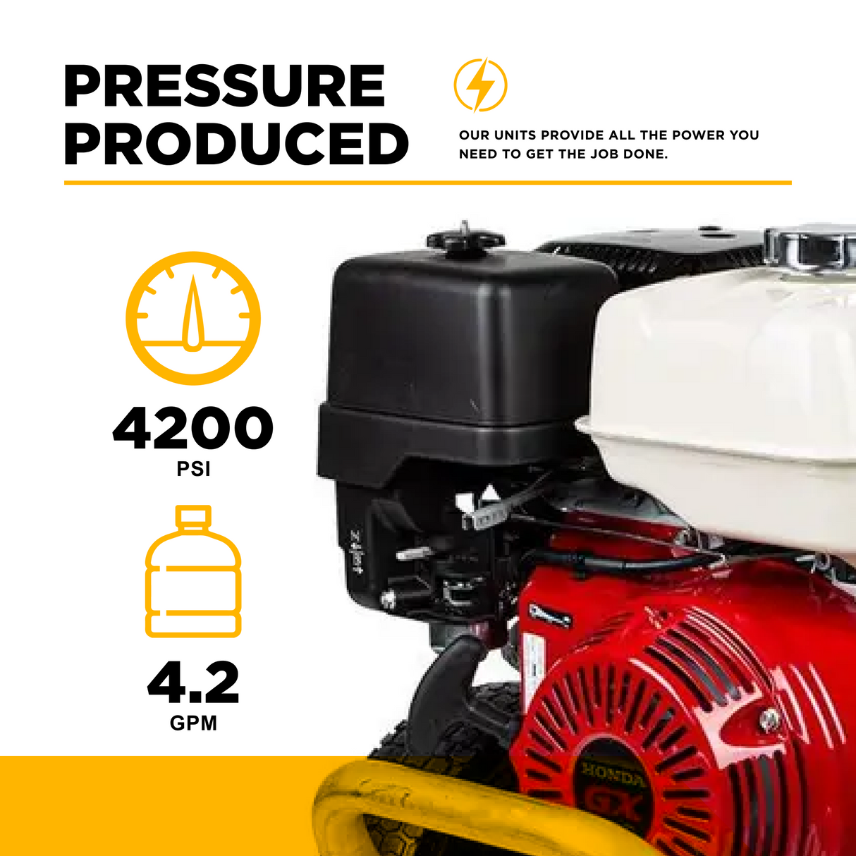 BE Power Equipment Gas Pressure Washer 4,200 PSI 4.2 GPM Cold Water with Honda GX390 Engine and General Triplex Pump - B4213HAGS - view 4