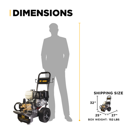 BE Power Equipment Gas Pressure Washer 4,200 PSI 4.2 GPM Cold Water with Honda GX390 Engine and General Triplex External Unloader Pump - B4213HGS - view 12