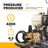 BE Power Equipment Gas Pressure Washer 4,200 PSI 4.2 GPM Cold Water with Honda GX390 Engine and General Triplex External Unloader Pump - B4213HGS - view 4