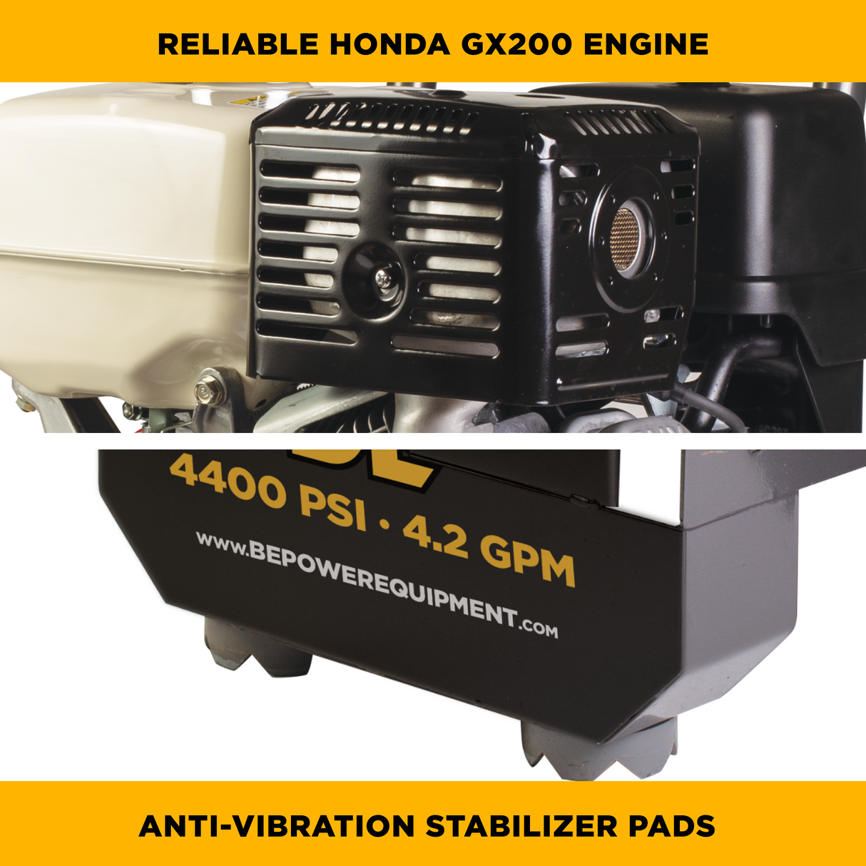 BE Power Equipment Gas Pressure Washer 4,200 PSI 4.2 GPM Cold Water with Honda GX390 Engine and General Triplex External Unloader Pump - B4213HGS - view 7