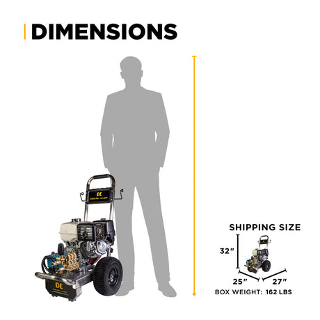 BE Power Equipment Gas Pressure Washer 4,200 PSI 4.2 GPM Cold Water with Honda GX390 Engine and CAT Triplex Pump - B4213HSJS - view 12