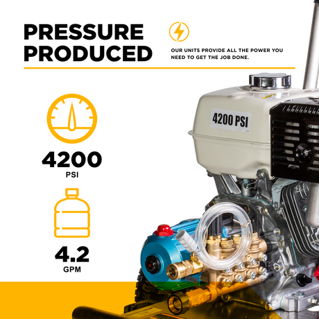 BE Power Equipment Gas Pressure Washer 4,200 PSI 4.2 GPM Cold Water with Honda GX390 Engine and CAT Triplex Pump on Stainless Steel Frame - B4213HSJ - view 4