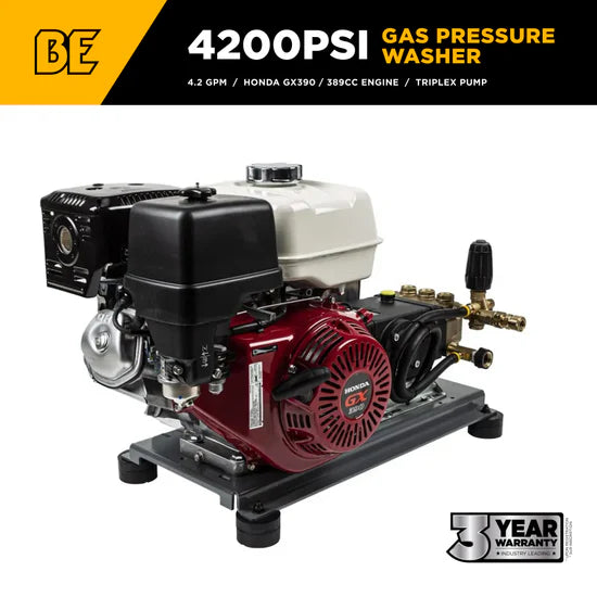 BE Power Equipment 4,200 PSI 4.2 GPM Truck Mount Cold Water Gas Pressure Washer - B4213HTBGS