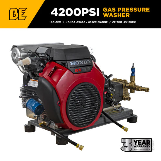 BE Power Equipment 4,200 PSI 8.5 GPM Cold Water Gas Pressure Washer - B4224HETBAS
