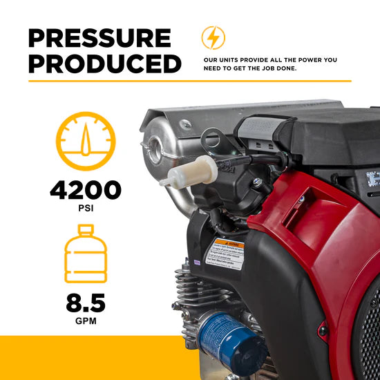 BE Power Equipment 4,200 PSI 8.5 GPM Cold Water Gas Pressure Washer - B4224HETBAS