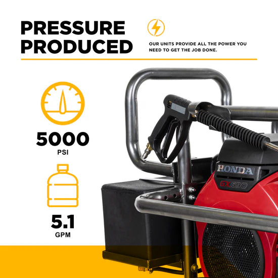 BE Power Equipment 5,000 PSI 5.0 GPM Cold Water Gas Pressure Washer - PE-5024HWEBCOM
