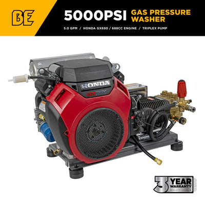 BE Power Equipment 5,000 PSI 5.0 GPM Cold Water Gas Pressure Washer - B5024HTBC