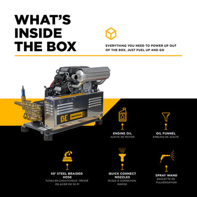 BE Power Equipment 5,000 PSI 5.0 GPM Cold Water Gas Pressure Washer - B5024HTBC