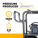 BE Power Equipment Hot Water Pressure Washer 1,500 PSI 2.0 GPM 120V with TechTop Motor and CP Triplex Pump - HW152EA - view 4