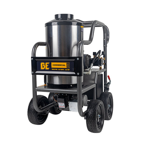 BE Power Equipment Hot Water Pressure Washer 1,500 PSI 2.0 GPM 120V with TechTop Motor and CP Triplex Pump - HW152EA