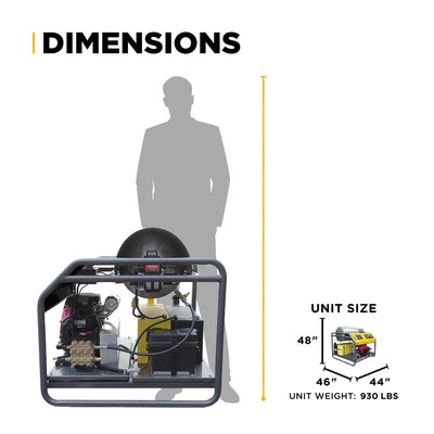 BE Power Equipment 3000 PSI 8.0 GPM Hot Water Pressure Washer Honda GX690 Engine Triplex Pump - HW3024HG12V
