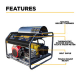 BE Power Equipment Hot Water Pressure Washer 3500 PSI 5.6 GPM Honda GX690 Engine General Triplex Pump - HW3524HG12V
