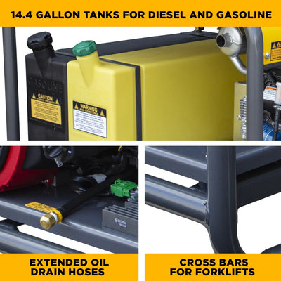 BE Power Equipment Hot Water Pressure Washer 3500 PSI 5.6 GPM Honda GX690 Engine General Triplex Pump - HW3524HG12V