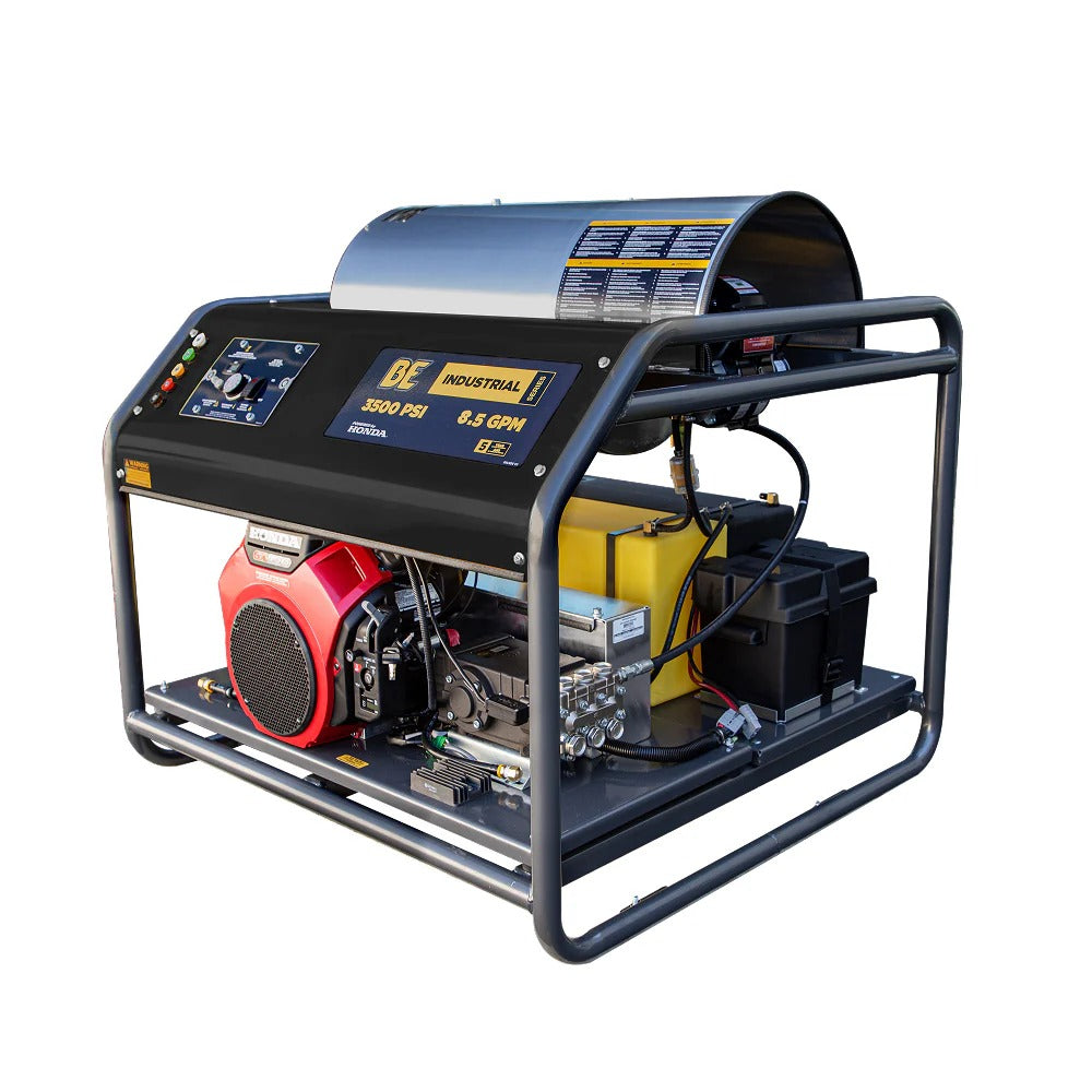 BE Power Equipment Hot Water Pressure Washer 3500 PSI 5.6 GPM Honda GX690 Engine General Triplex Pump - HW3524HG12V