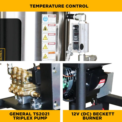 BE Power Equipment Hot Water Pressure Washer Skid 3500 PSI 5.2 GPM General Triplex Pump - Z5535GPBDH