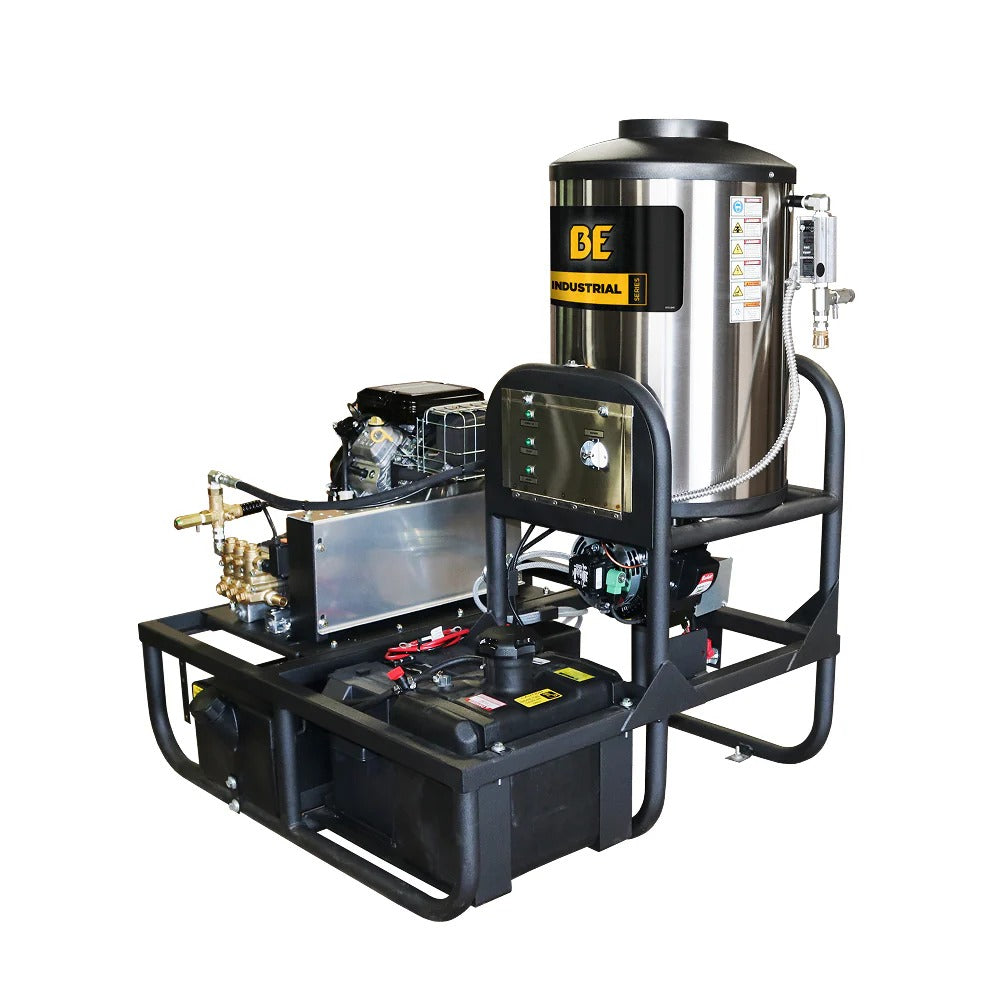 BE Power Equipment Hot Water Pressure Washer Skid 3500 PSI 5.2 GPM General Triplex Pump - Z5535GPBDH