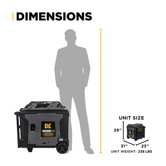BE Power Equipment Tri-Fuel Digital Inverter Generator 10500W - BE10500IT