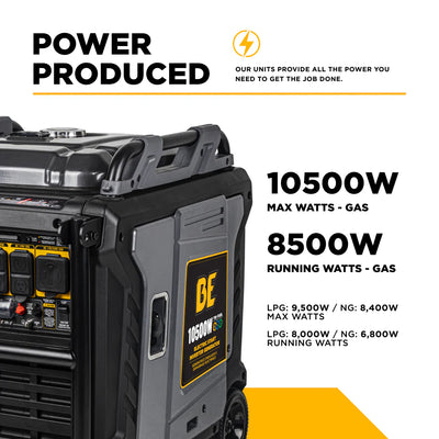 BE Power Equipment Tri-Fuel Digital Inverter Generator 10500W - BE10500IT