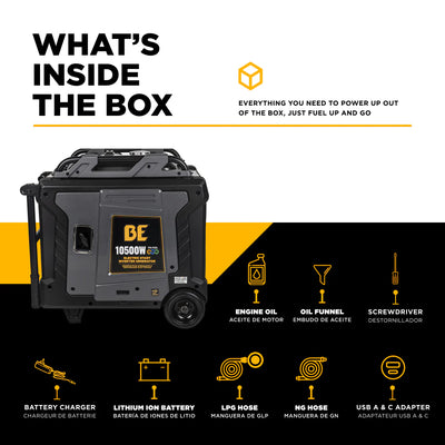 BE Power Equipment Tri-Fuel Digital Inverter Generator 10500W - BE10500IT