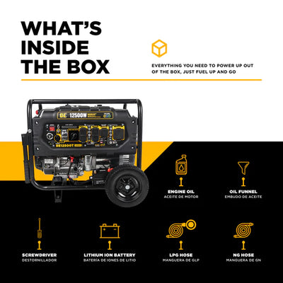 BE Power Equipment Tri-Fuel Generator 12500W - BE12500T