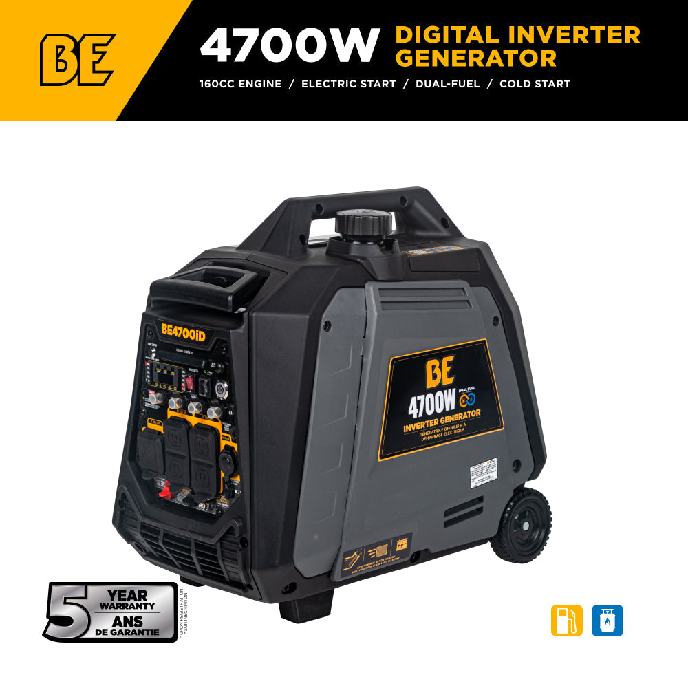 BE Power Equipment Dual Fuel Inverter Generator 4,700 Watt Gasoline and Propane with Electric Start and CO Shutdown - BE4700ID - view 2