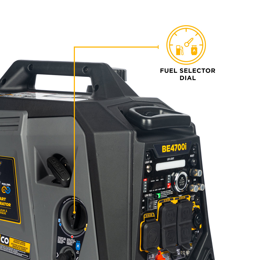 BE Power Equipment Dual Fuel Inverter Generator 4,700 Watt Gasoline and Propane with Electric Start and CO Shutdown - BE4700ID - view 10